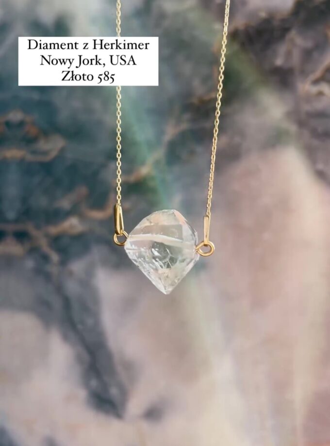 Naszyjnik z Diamentem z Herkimer złoto 585