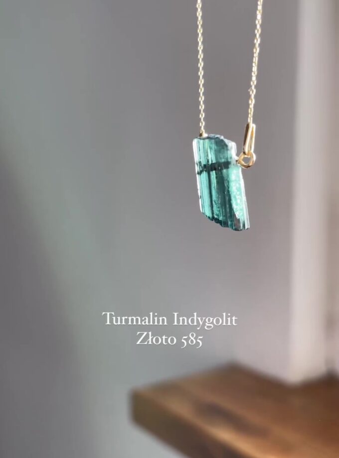 Naszyjnik z Turmalinem Indygolitem złoto 585