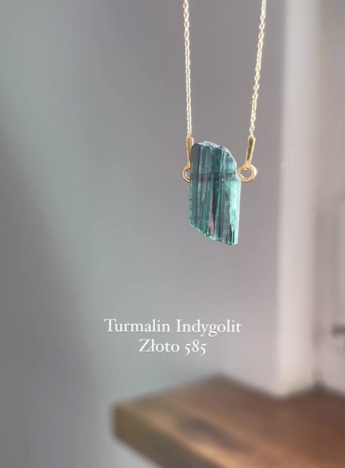 Naszyjnik z Turmalinem Indygolitem złoto 585