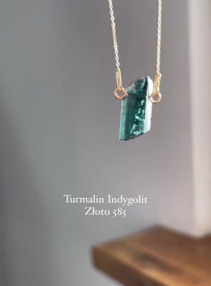 Naszyjnik z Turmalinem Indygolitem złoto 585