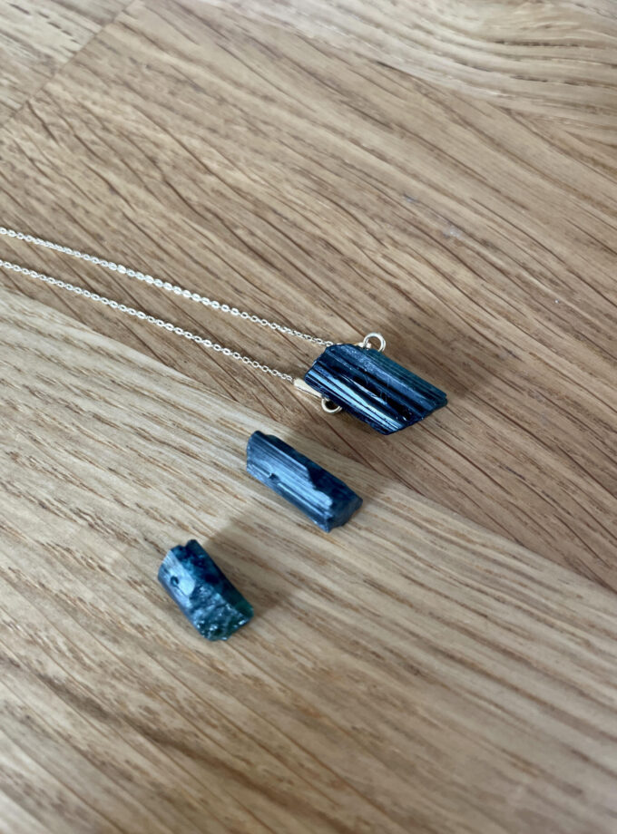 Naszyjnik z Turmalinem Indygolitem złoto 585