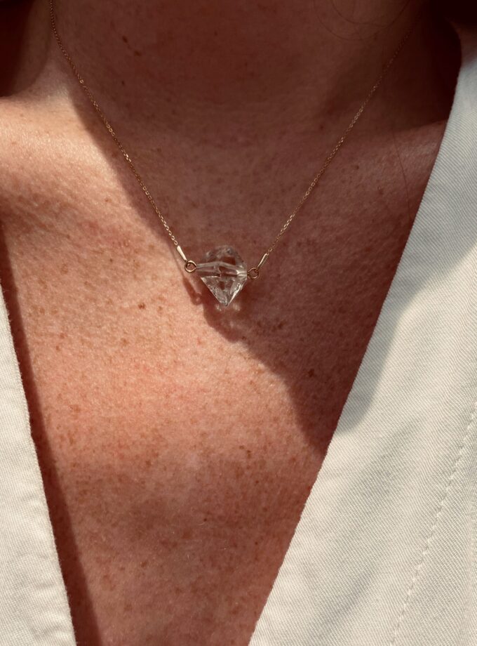 Naszyjnik z Diamentem z Herkimer złoto 585