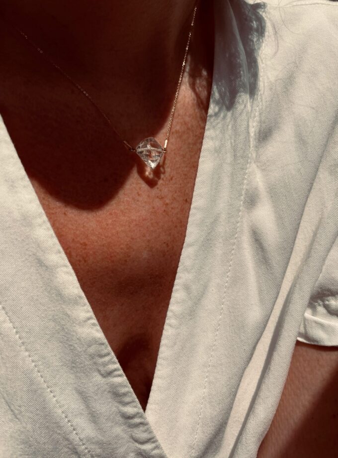 Naszyjnik z Diamentem z Herkimer złoto 585