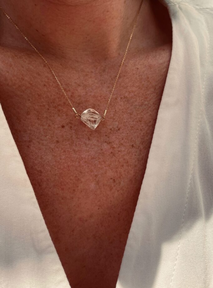 Naszyjnik z Diamentem z Herkimer złoto 585