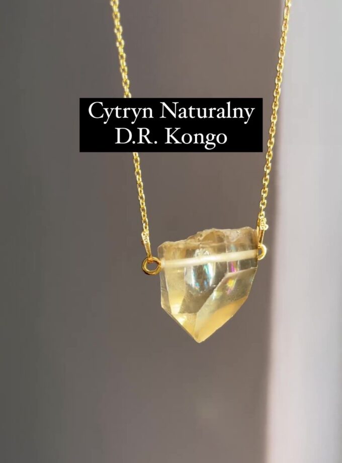 Naszyjnik z Cytrynem Naturalnym z Tęczą
