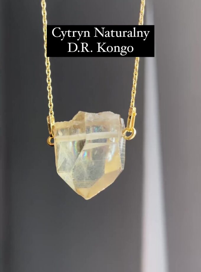 Naszyjnik z Cytrynem Naturalnym z Tęczą