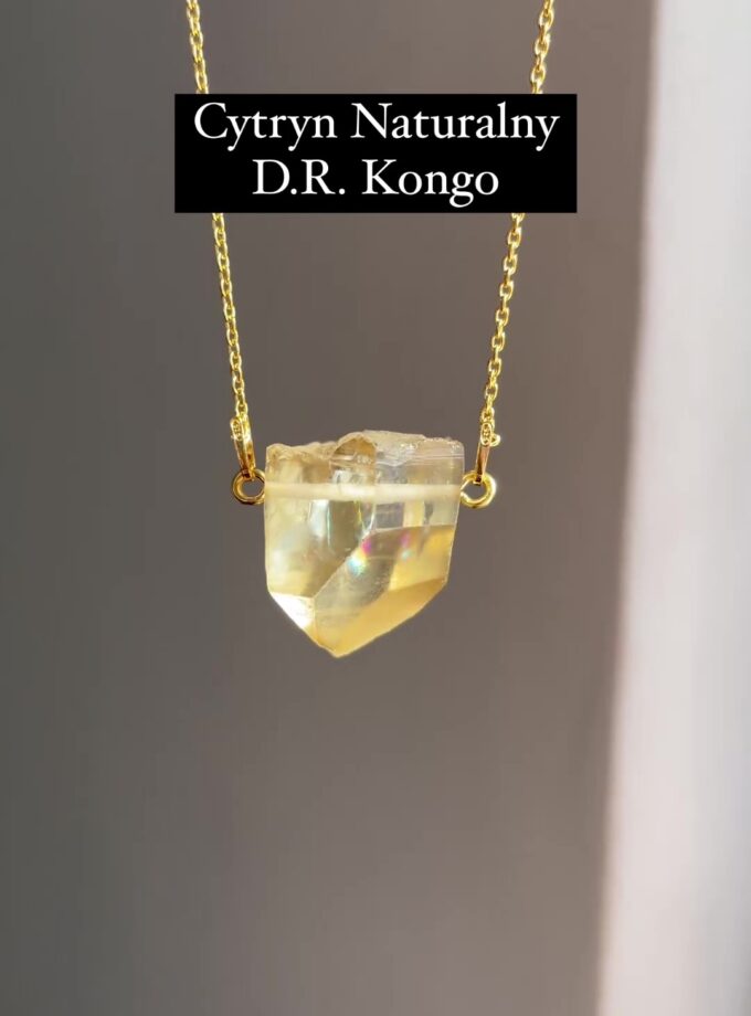 Naszyjnik z Cytrynem Naturalnym z Tęczą