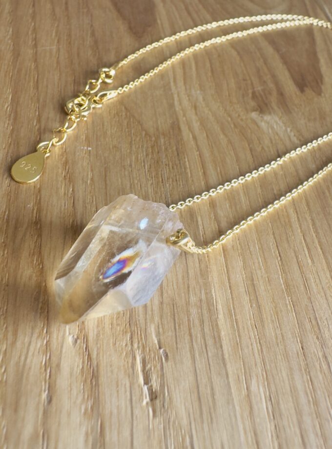 Naszyjnik z Cytrynem Naturalnym z Tęczą