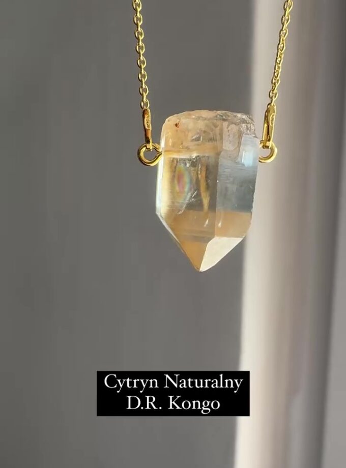 Naszyjnik z Cytrynem Naturalnym z Tęczą