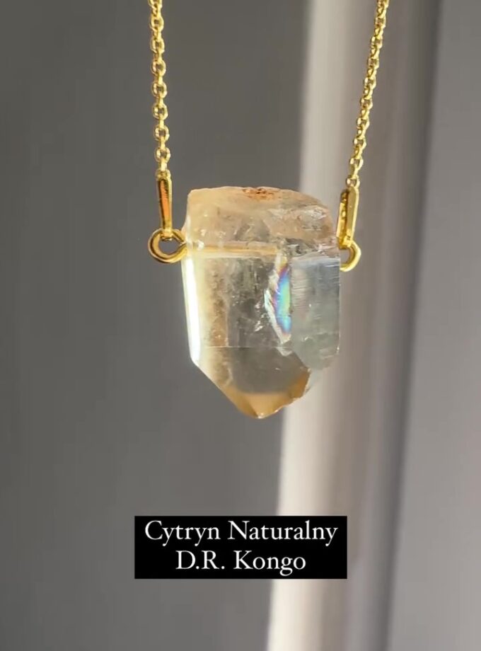 Naszyjnik z Cytrynem Naturalnym z Tęczą