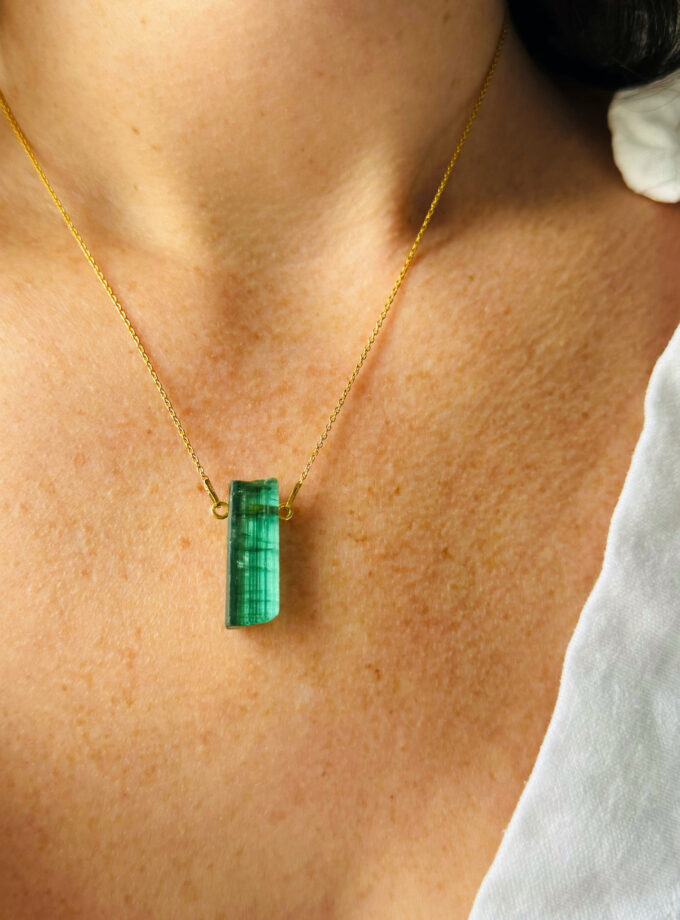 Naszyjnik z Dużym Turmalinem Werdelitem