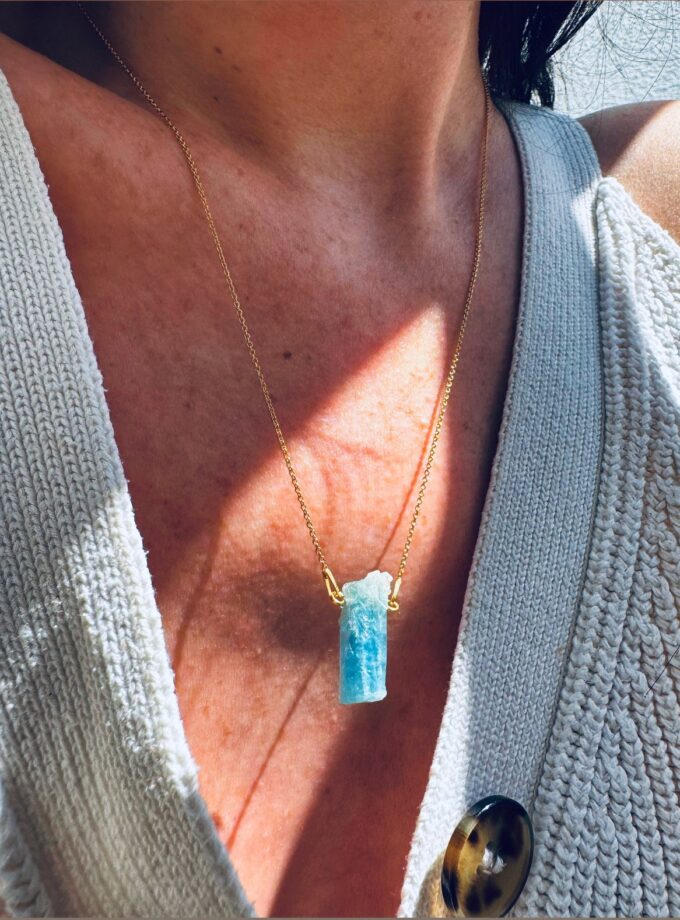 Naszyjnik z Akwamarynem - kryształ naturalny