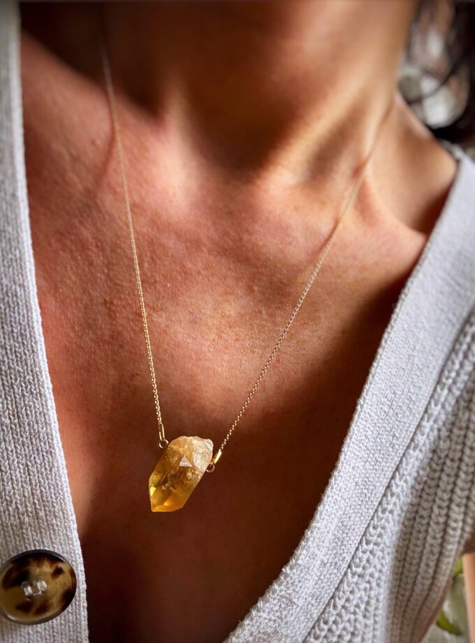 Naszyjnik z Cytrynem Naturalnym z D.R. Kongo (okaz4)