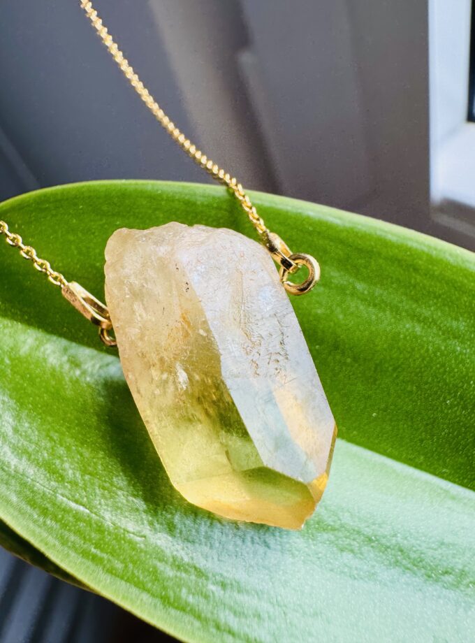 Naszyjnik z Cytrynem Naturalnym z D.R. Kongo (okaz4)