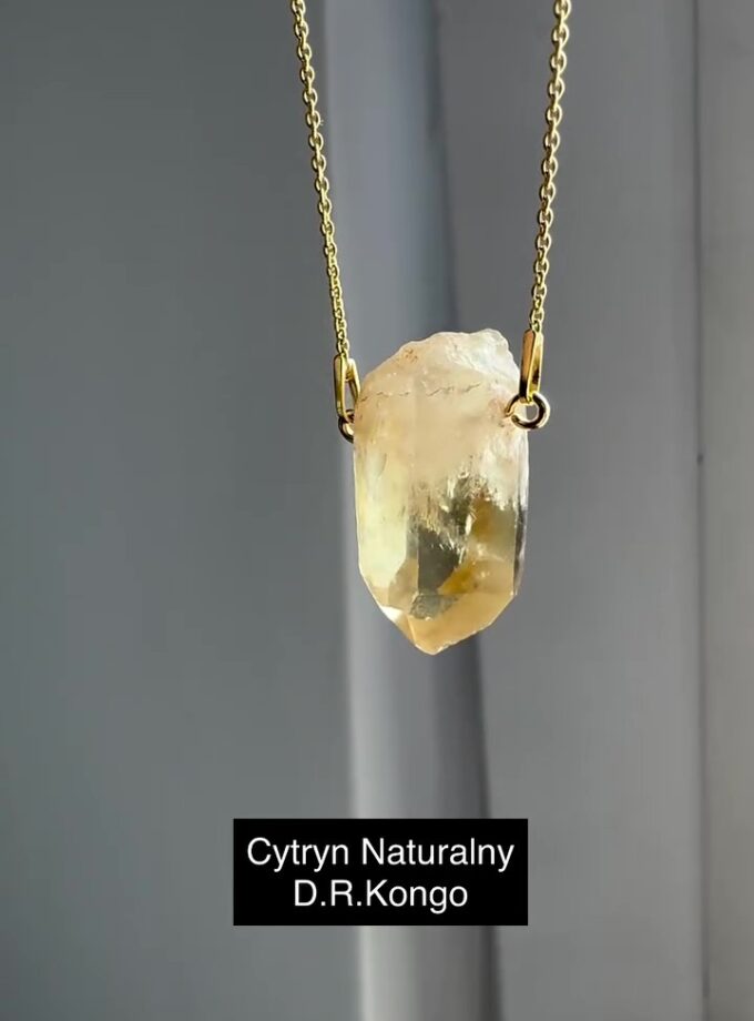 Naszyjnik z Cytrynem Naturalnym z D.R. Kongo (okaz4)