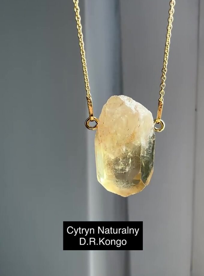 Naszyjnik z Cytrynem Naturalnym z D.R. Kongo (okaz4)