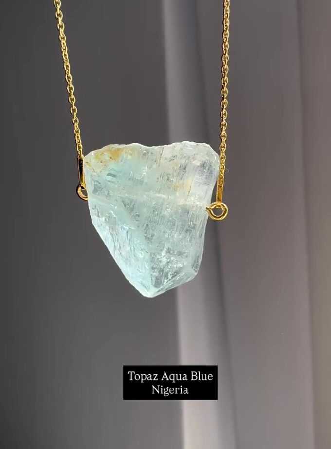 Naszyjnik z Dużym Naturalnym Topazem z Nigerii