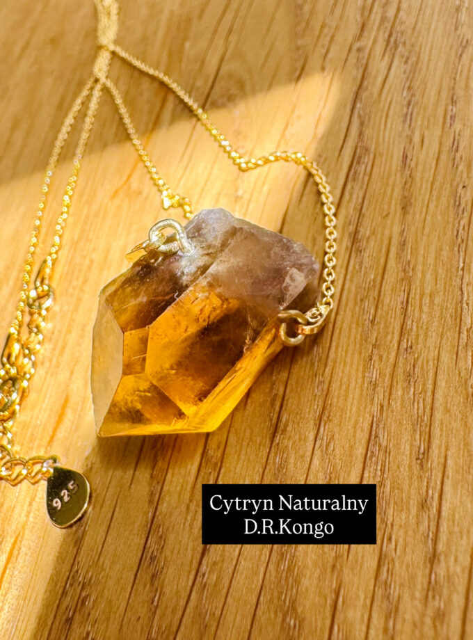 Naszyjnik z Naturalnym Cytrynem z D.R. Kongo