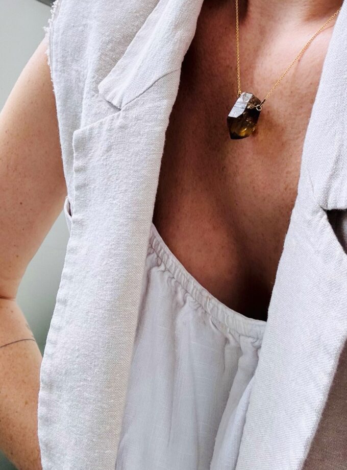 Naszyjnik z Naturalnym Cytrynem z D.R. Kongo