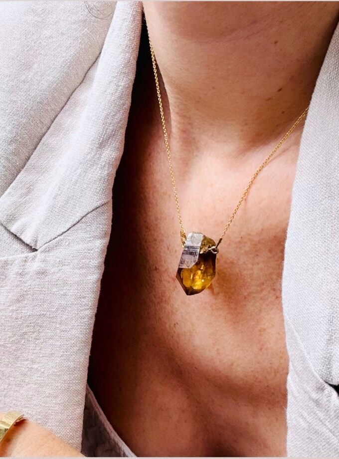 Naszyjnik z Naturalnym Cytrynem z D.R. Kongo