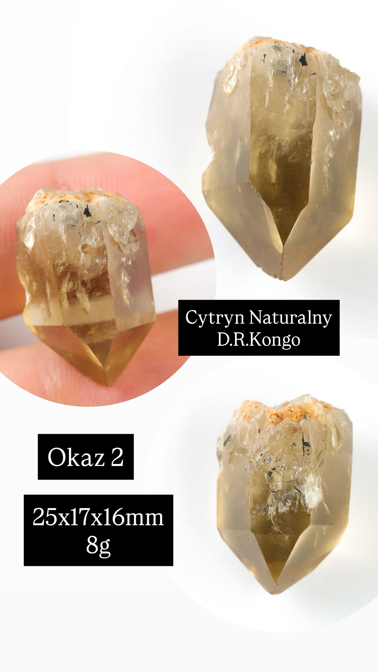 Naszyjnik z Naturalnym Cytrynem z D.R. Kongo (wybór oprawy) - obrazek 4