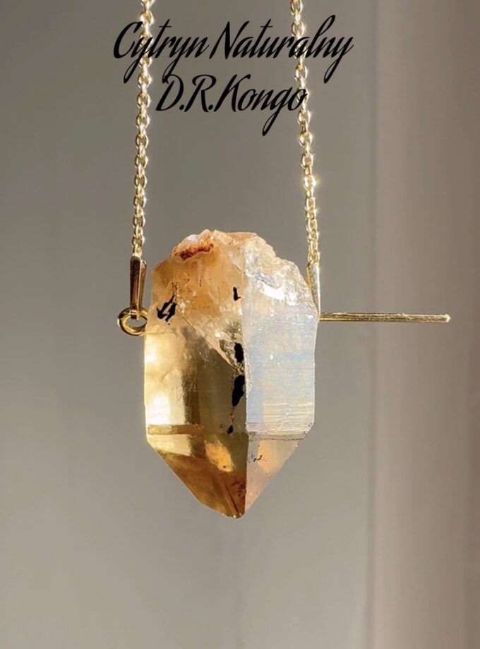 Naszyjnik z Naturalnym Cytrynem z D.R. Kongo (wybór oprawy)