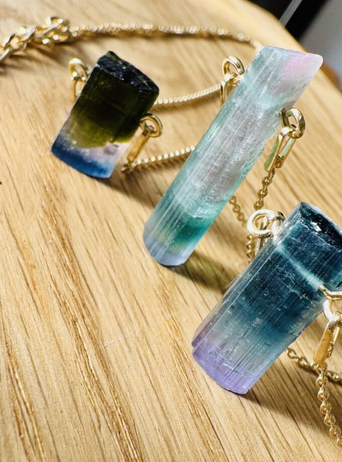 Naszyjnik z pastelowym Turmalinem Arbuzowym, Afganistan