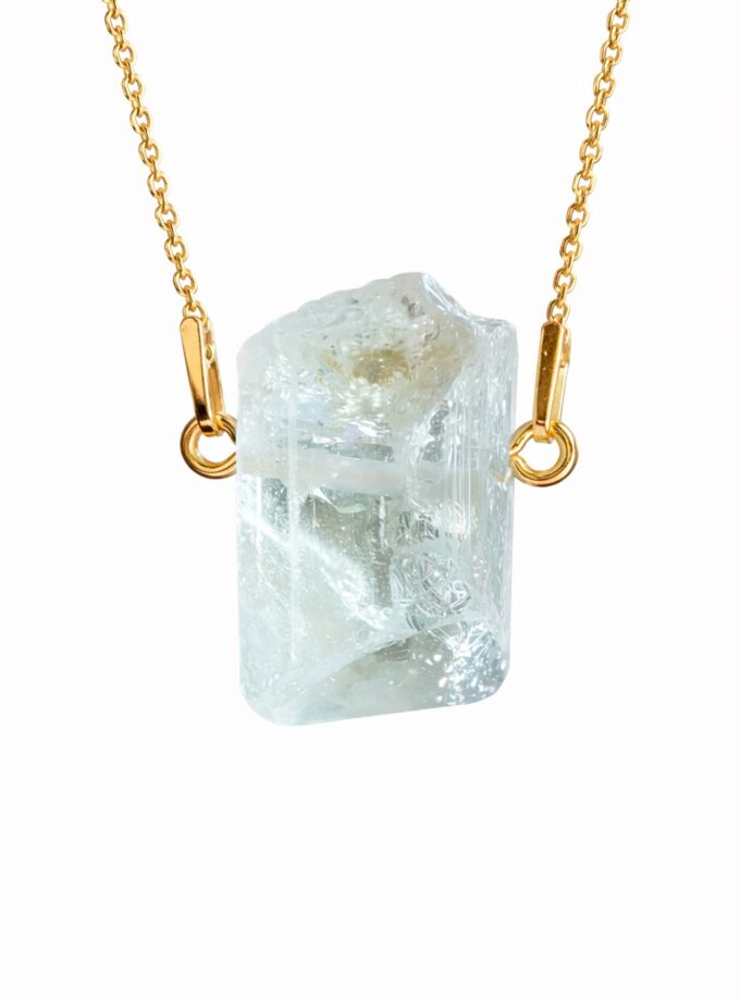 Naszyjnik z niebieskim Topazem Aqua Blue z Nigerii (okaz3)