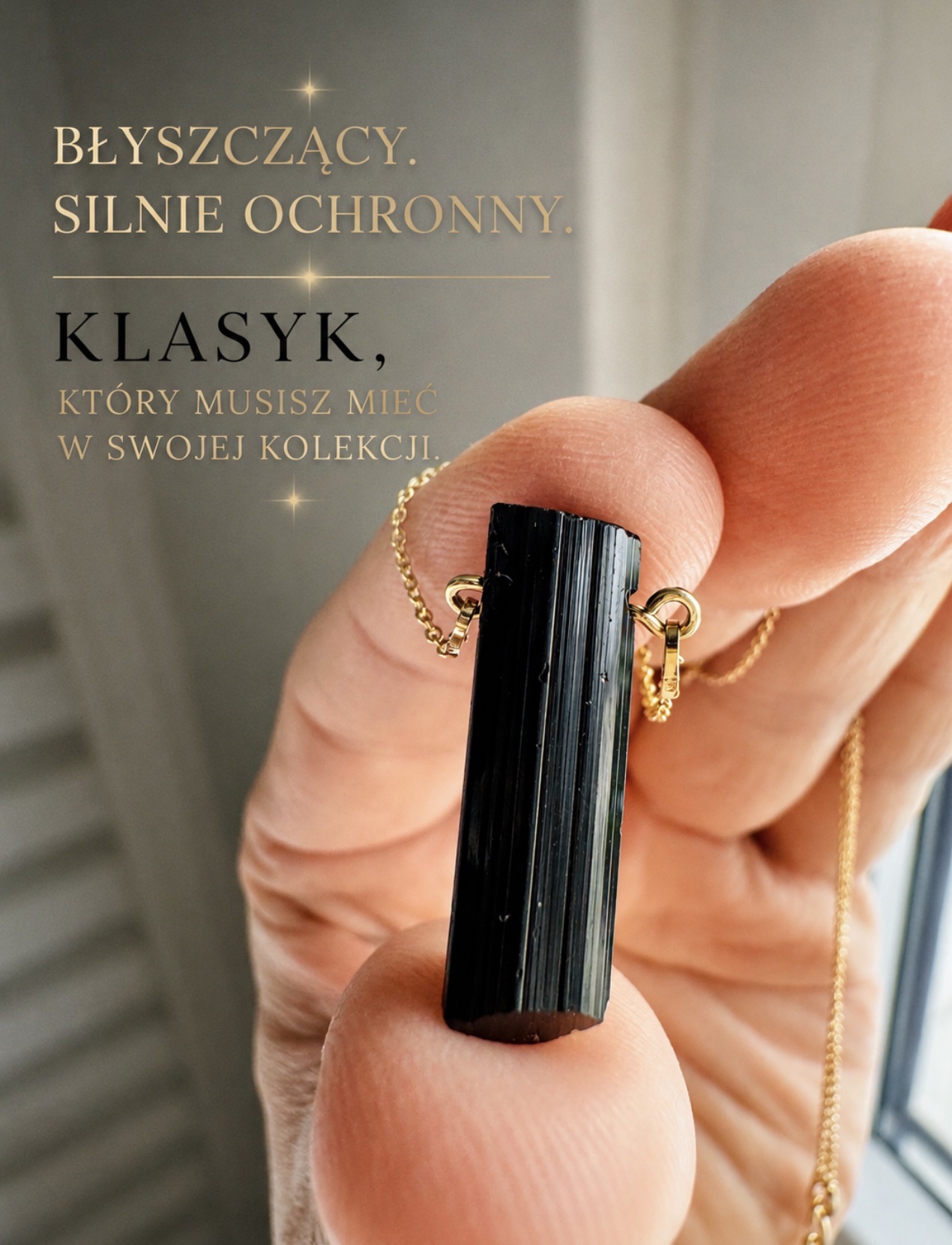 Naszyjnik z Czarnym Turmalinem z zachowanym zakończeniem kryształu - obrazek 6
